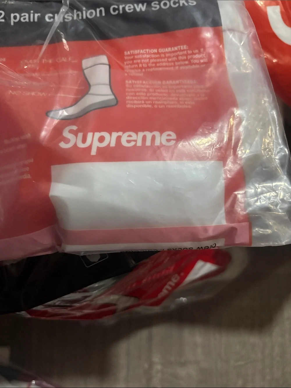 Supreme 2-Pack Cushion Crew Socks - White & Red